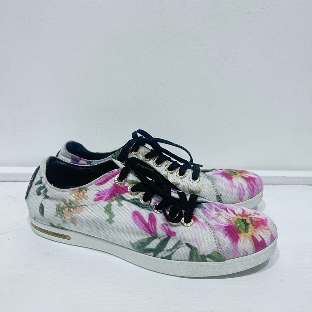 Dolce‎ & Gabbana Women’s Floral Canvas Low-Top Sneakers EU 36 US 6 Designer